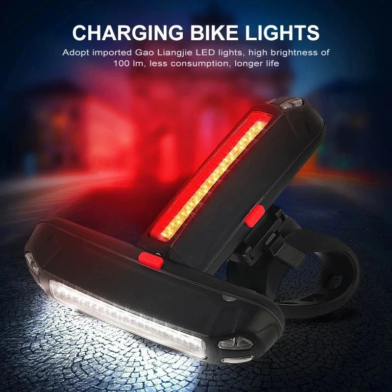 1PC Bicycle Rear Light Waterproof USB Rechargeable LED Safety Warning Lamp Bike Flashing Night Riding Cycling Taillight