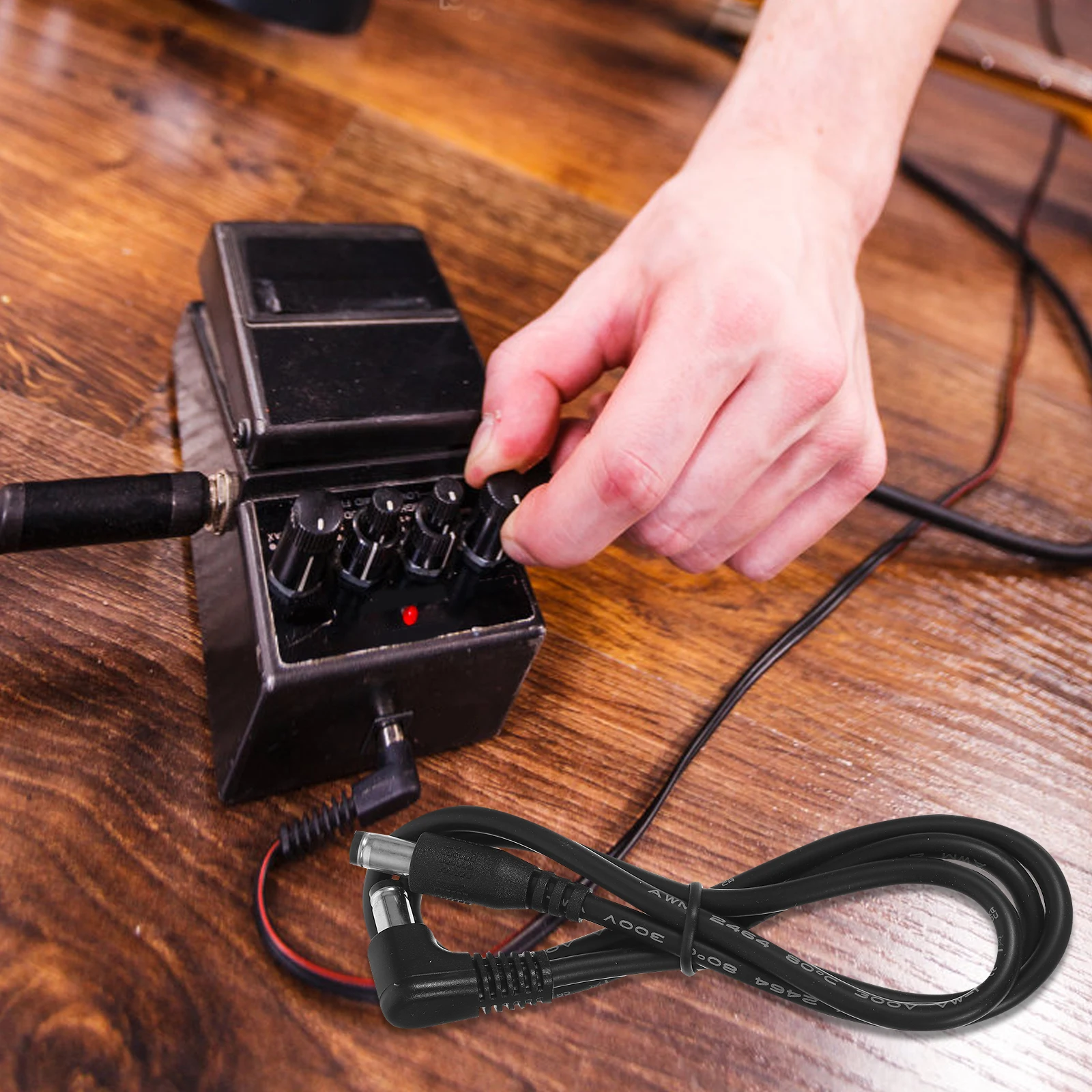 

2 Pcs Power Supply Cables Portable Effector Cable 60CM Black Effector Cord for Electric Instruments Stable Performance Long Life