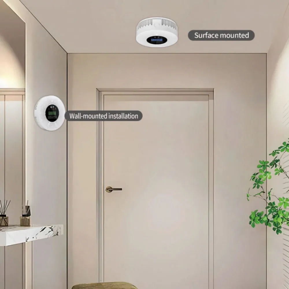 Carbon Monoxide and Smoke Detector with LCD Display Carbon Monoxide Alarm Powered by Battery for House Apartment Kitchen