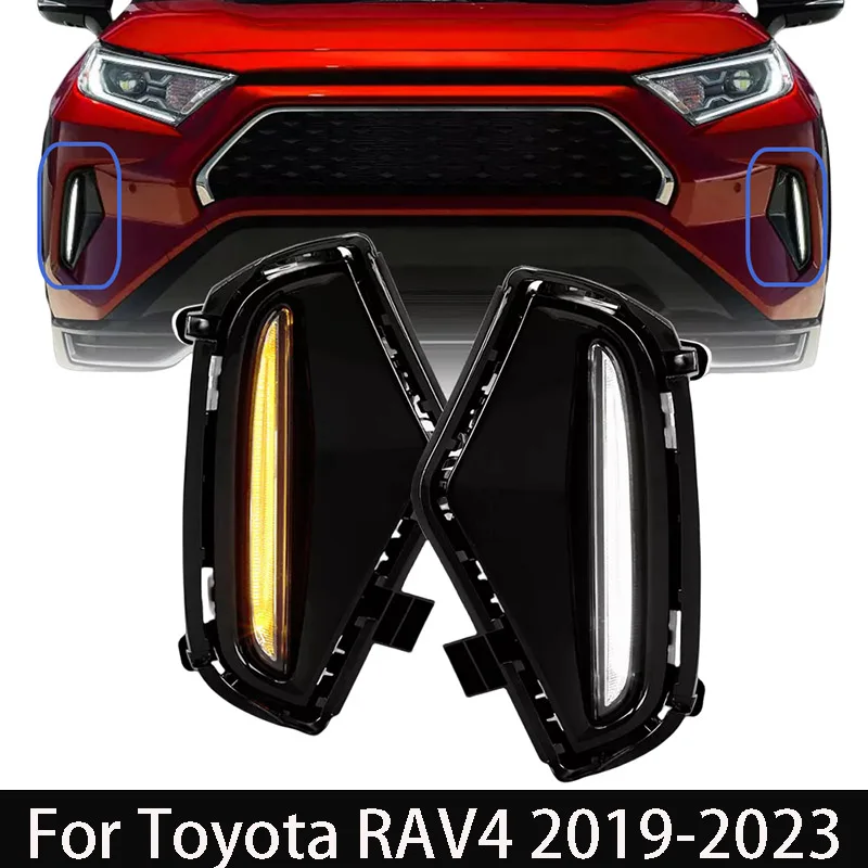 

Car LED Fog Lamp For Toyota RAV4 2019 2020 2021 2022 2023 DRL Daytime Running Light Turn Signal Car Accessories