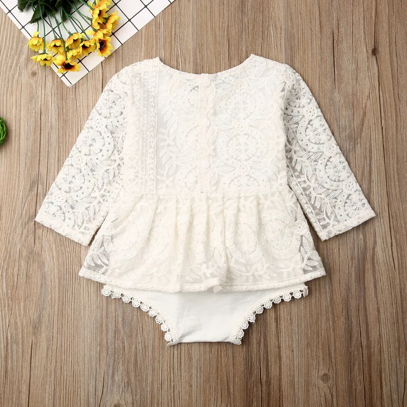 RUEWEY Newborn Baby Girl Lace Clothes Autumn Bodysuit Long Sleeve Tops Jumpsuit for Kids Girls Baby Items Thing Clothing