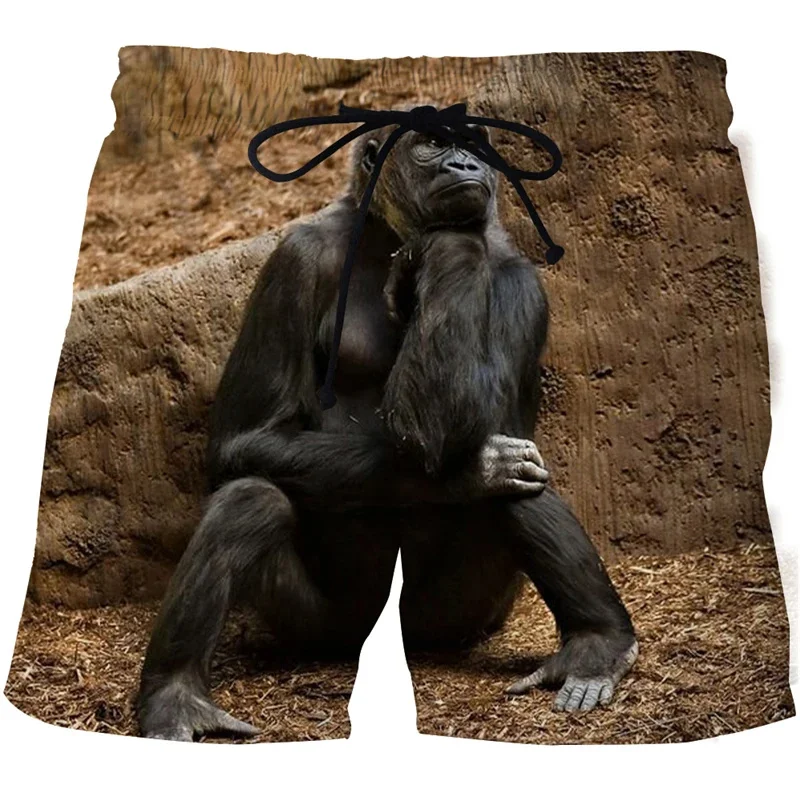 Funny Gorilla Monkey 3d Print Men Short Pants Cool Animal Graphics Summer Swimming Trunks Sports Quick Dry Surf Board Shorts