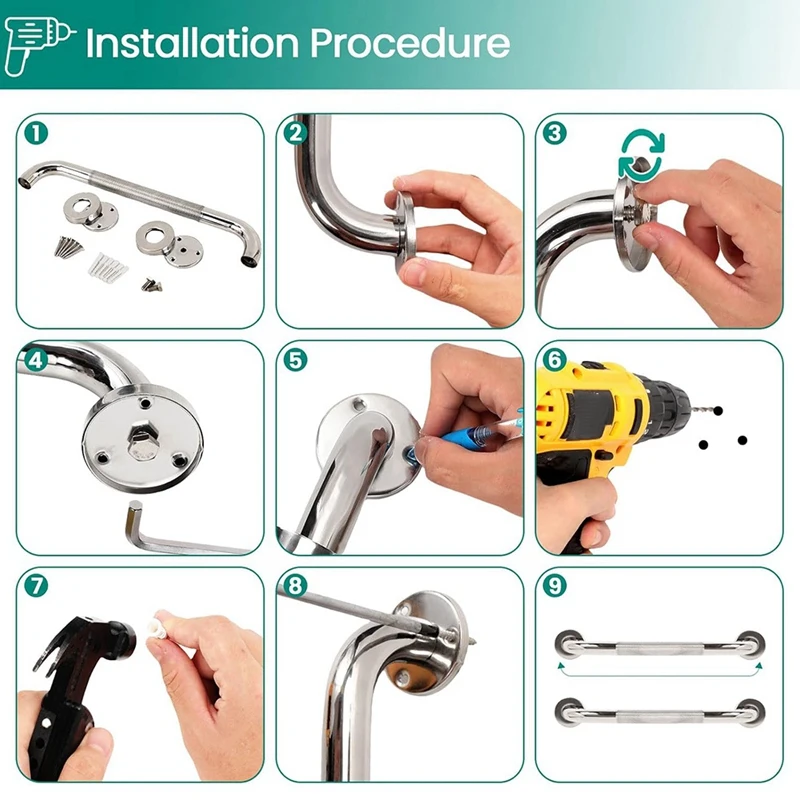 HOT! Bathtub And Shower Grab Bars Bathroom Shower Grab Bars Grab Bars Non-Slip Shower Handles