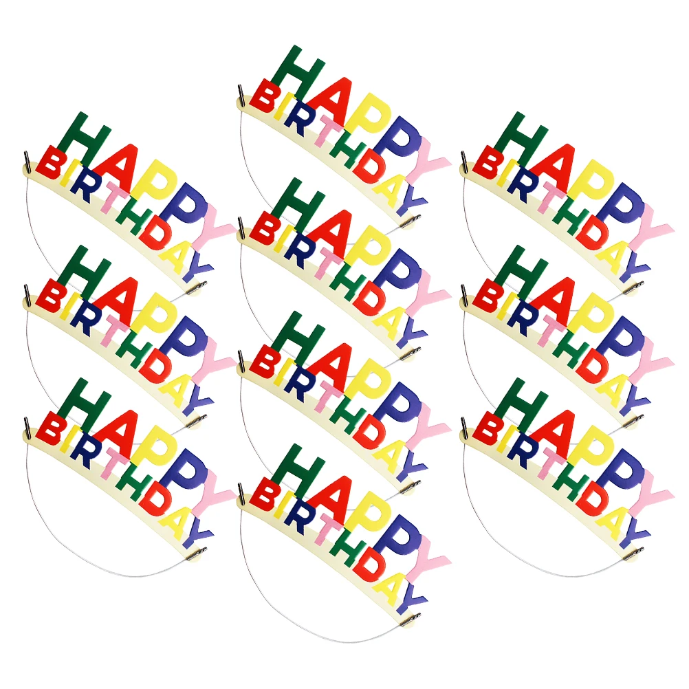 10 Uds. Diademas de cumpleaños elementos de letras de feliz cumpleaños diadema decorativa para niños ligero cómodo reutilizable fiesta