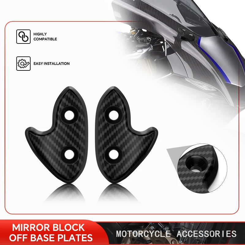 

Motorcycle YZFR1 Accessories For R1 2015-2019 R1M 2016-2019 Carbon Fiber Mirror Hole Cover Windscreen Driven Mirror Cap