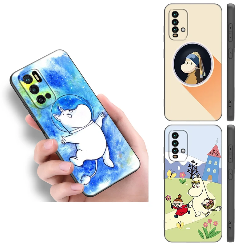 Милый черный силиконовый чехол для телефона M-Moomin для Xiaomi Redmi Note 10 11 12 13 14 Pro Plus 10S 11S 12S, мягкий противоударный чехол