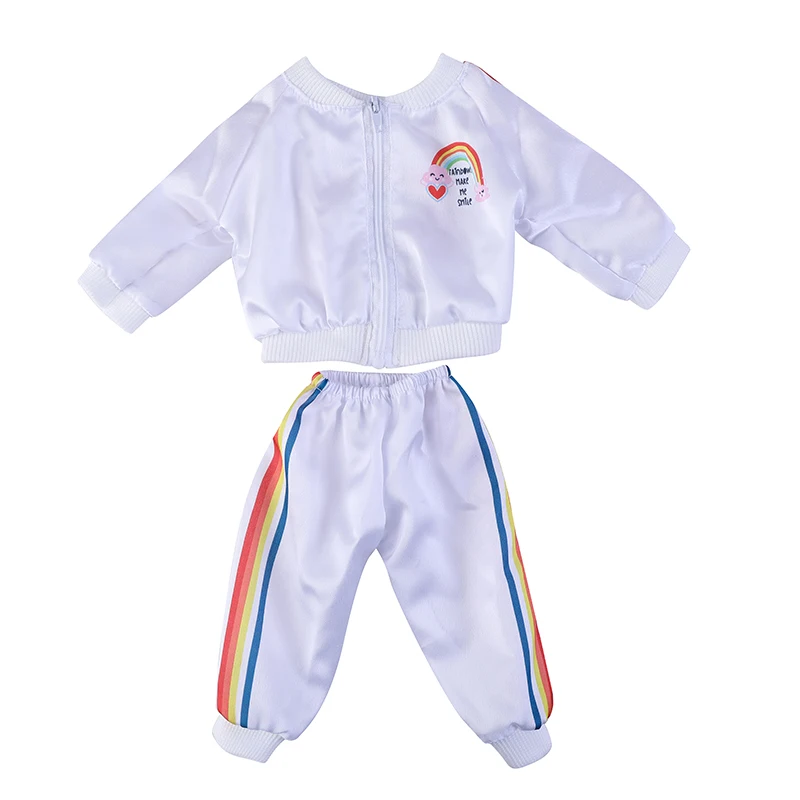 Doll 43 cm Baby Born Clothes Sports Rainbow Hoodies Trousers Dolls Accessories Outfits Fashion 13inch Reborn Doll Costume Gift