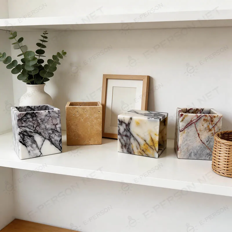 Natural Marble Decorative Tray Jewelry Organizer Candle Holder Vanity Tray for Bathroom Bedroom Home Decor