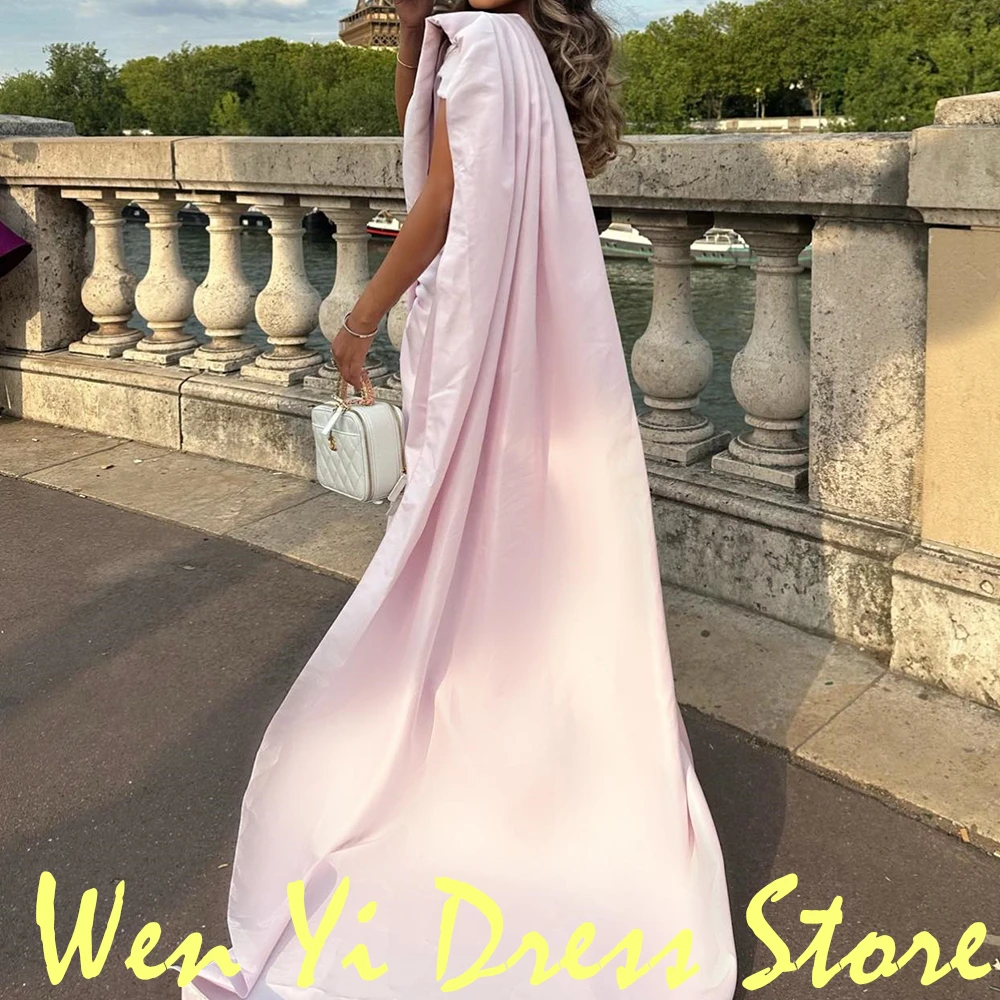 Elegant and Delicate Solid Color Pink Satin Evening Dresses Straight Floor Length Strapless Custom Made Saudi Arabia Celebrity