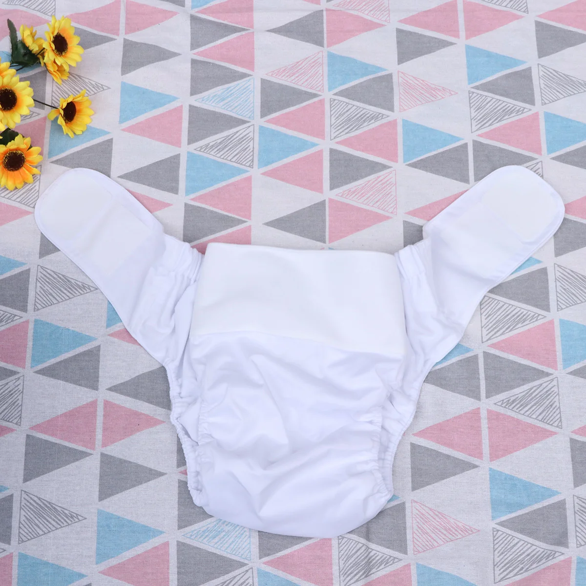 Cinta para adultos, pañal de tela lavable, reutilizable, incontinente, tamaño mediano, ajustable, a prueba de fugas, pañal de lactancia para ancianos, blanco