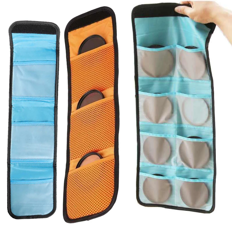 3/6/10/12 Pockets Lens Filter Bag Camera Lens Filter Pouch for 49mm-77mm ND UV CPL Camera Lens Filter Holder Wallet Case