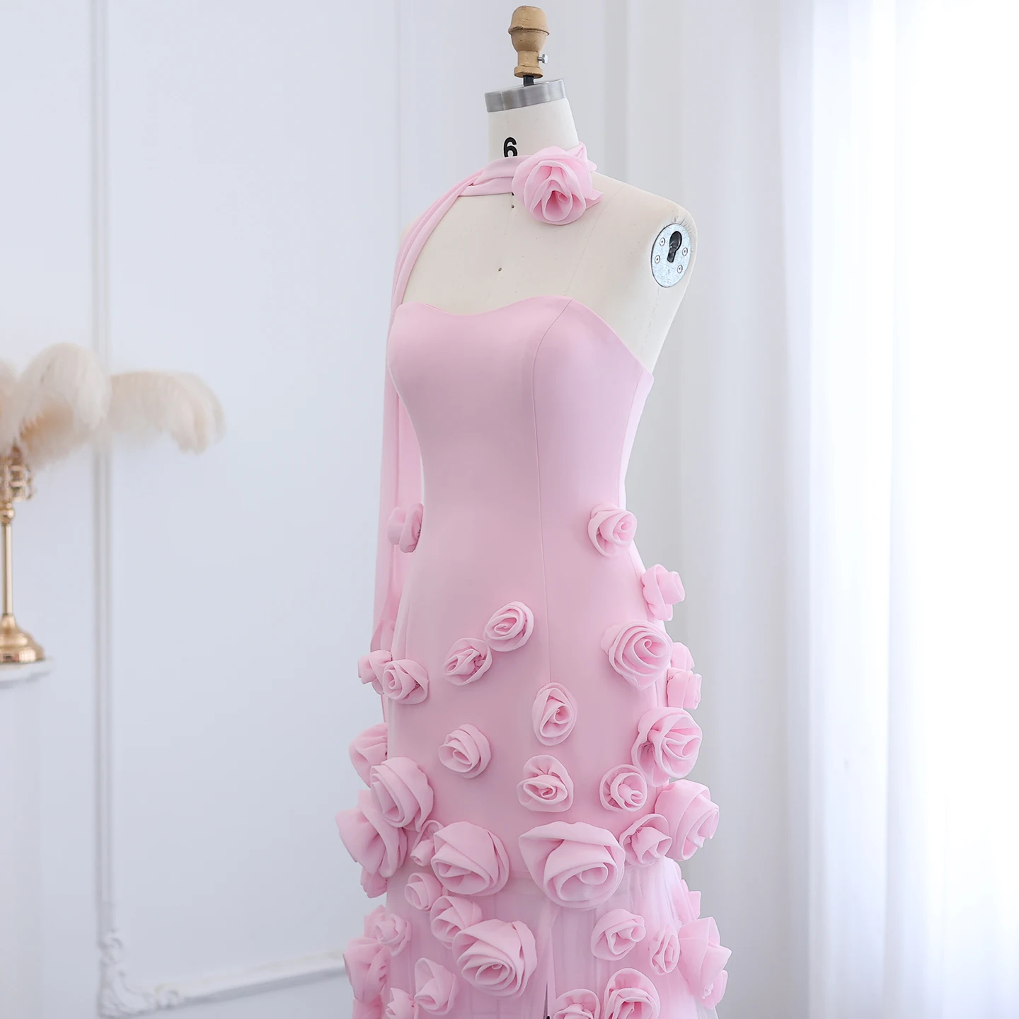 Sharon Said Dubai Elegante Burgunderrote Blumen-Abendkleider mit Langem Seitenschlitz 2026 Hochzeit Formelles Mädchen-Partykleid SS207 Maßanfertigung – Detail 9