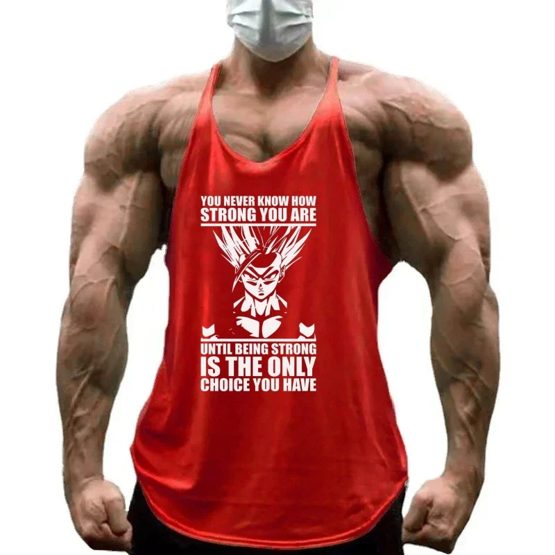 

Men's Fitness Stringer Tank, Muscle Fit Breathable, Ideal for Bodybuilding, Dragon Ball Pattern, Suitable for Gym Days