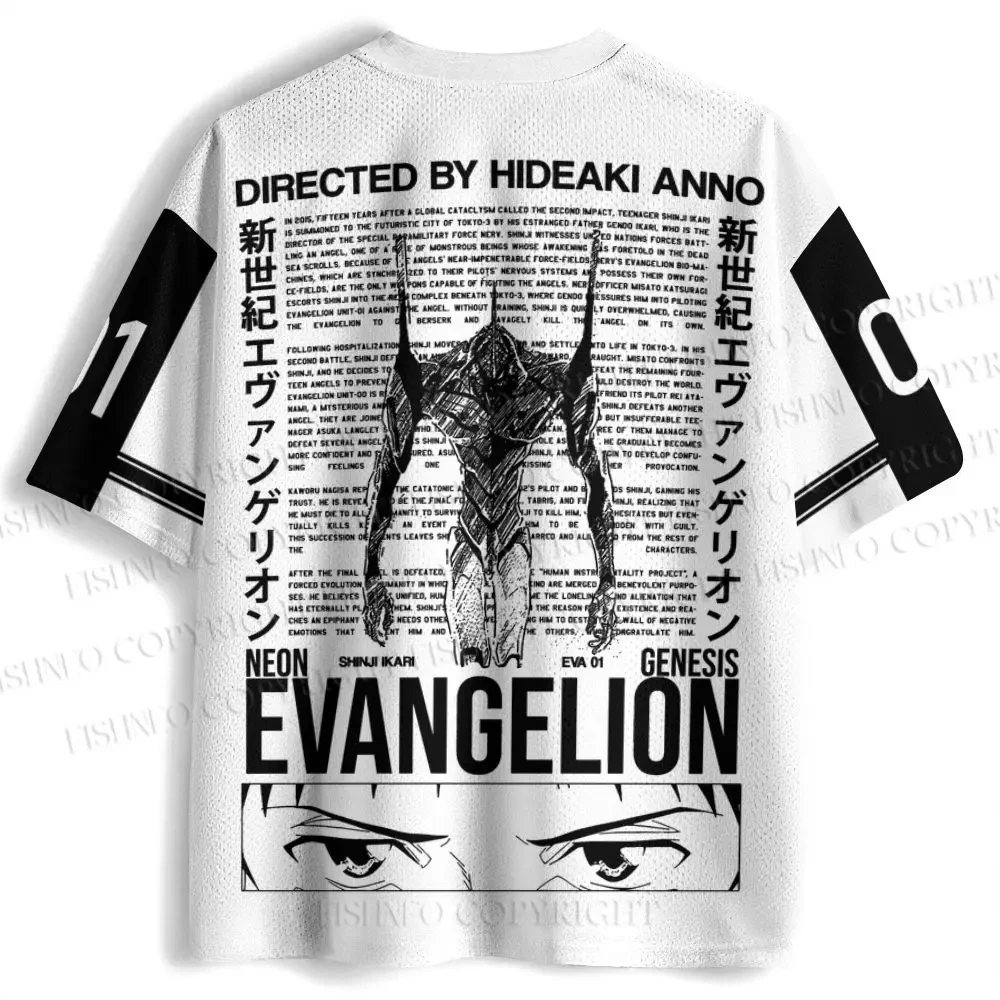 Evangelion Unit-01 Black White Comic Strip Men Sweatshirt EVA V-Neck Short-Sleeve T-shirt Casual Streetwear for Anime Mecha Fans view 2