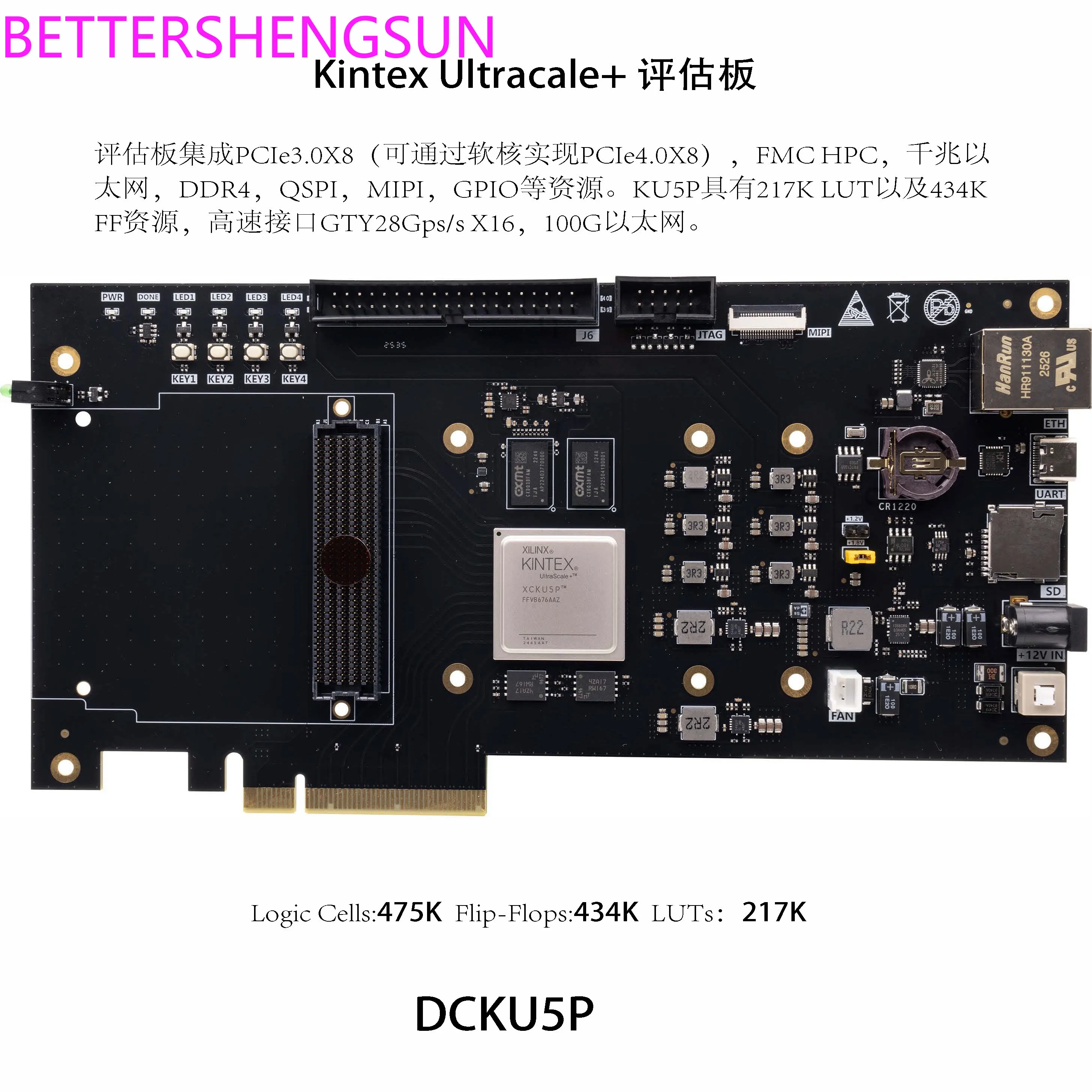 Kintex FPGA Development Board XCKU5P FPGA