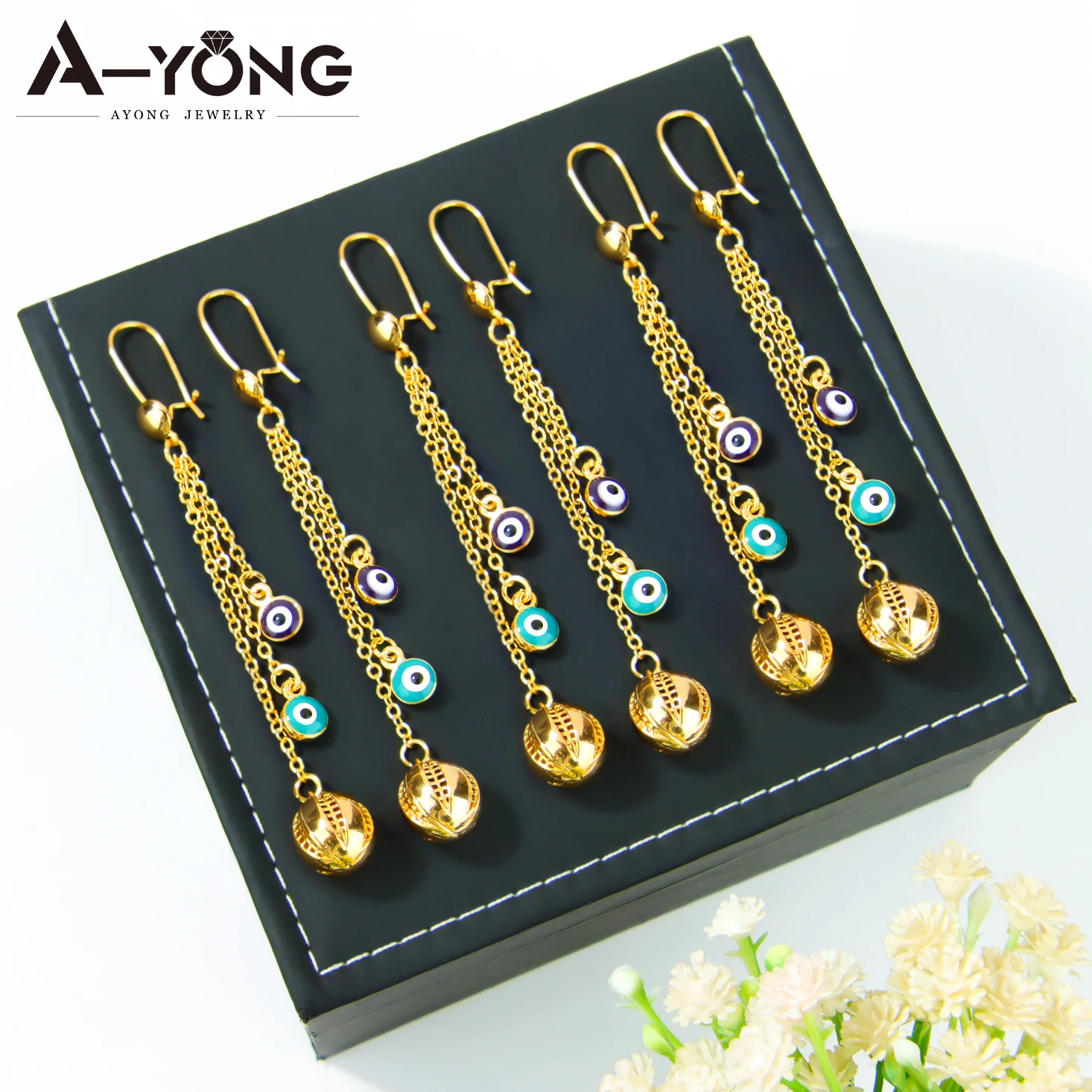 Arabische Mode Glocken-Ohrringe 21k Vergoldet Algerien Vintage Hängeohrringe Nigeria Damen Vintage Party Schmuck