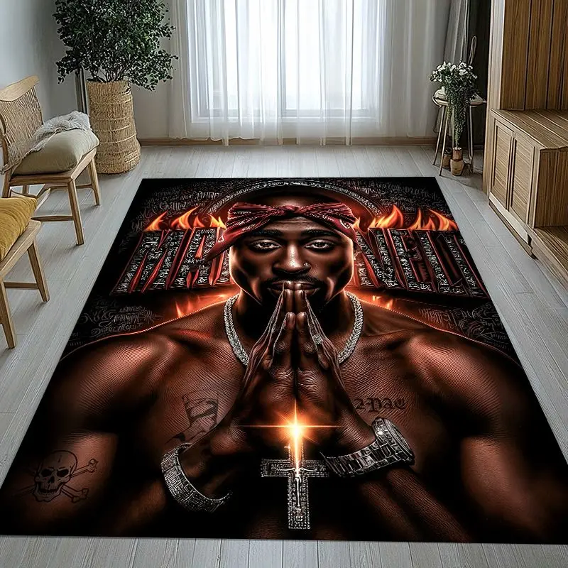 Tupac 2Pac Thug Life West Coast Rap Legend Soft Non-Slip Large Area Rug for Living Room,Bedroom Carpet Mat for Sofa,Home Decor