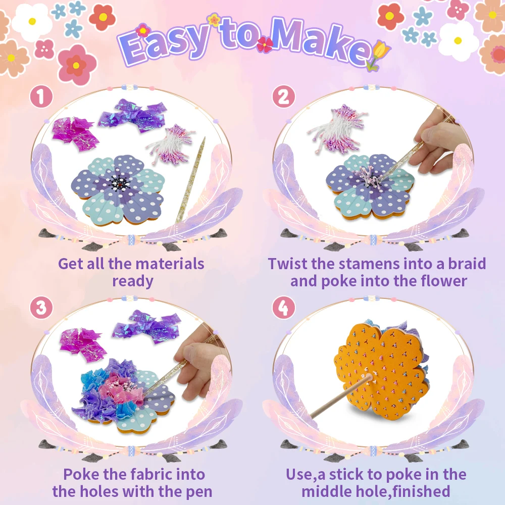 Poke Flower Art Creative Toys for Children and Girls DIY Handmade Puzzle Gift Toys