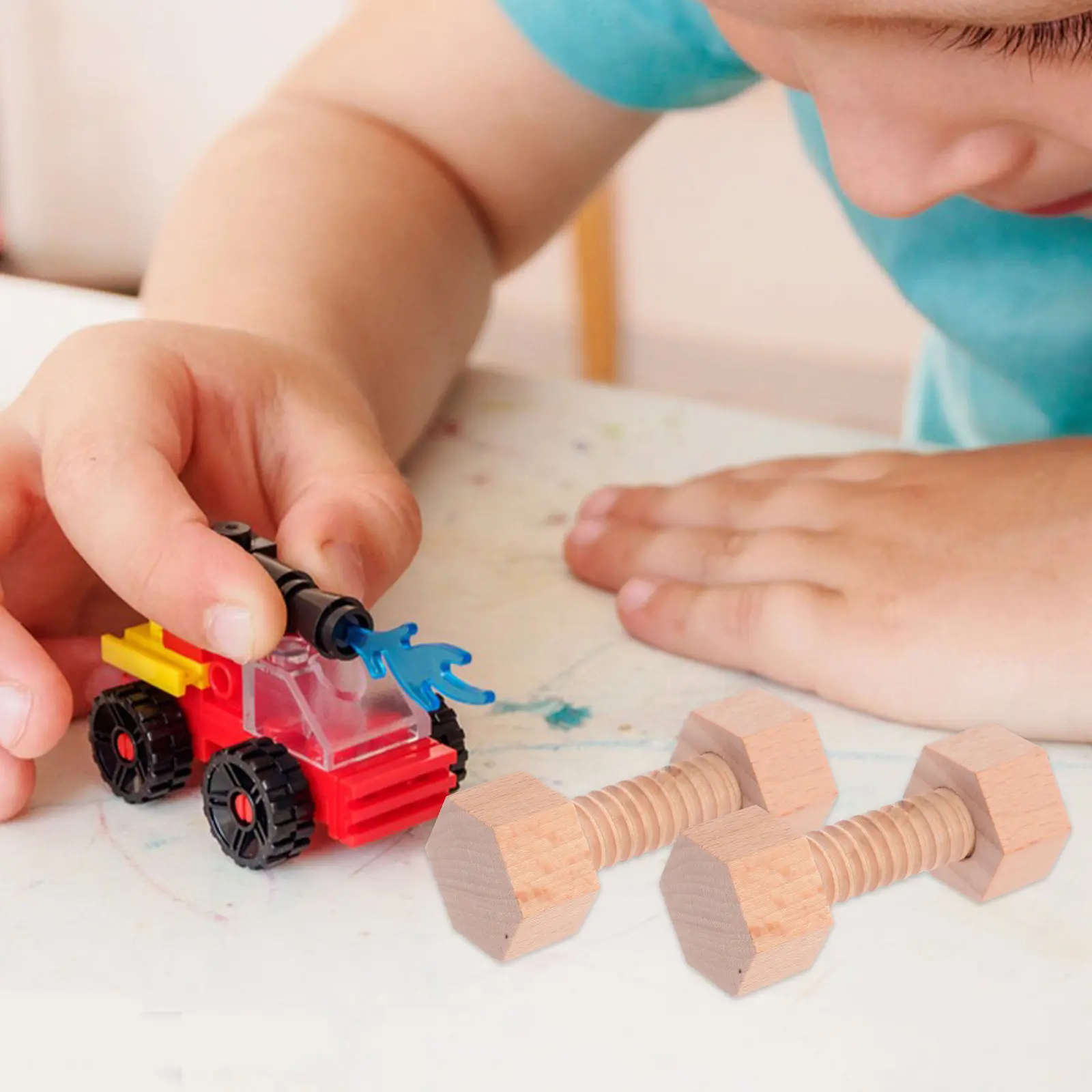 1 Juego de Construcción con Tornillos de Madera para Niños Pequeños, Habilidades Motoras Finas, Juego Educativo Seguro, Hexagonal, Mini