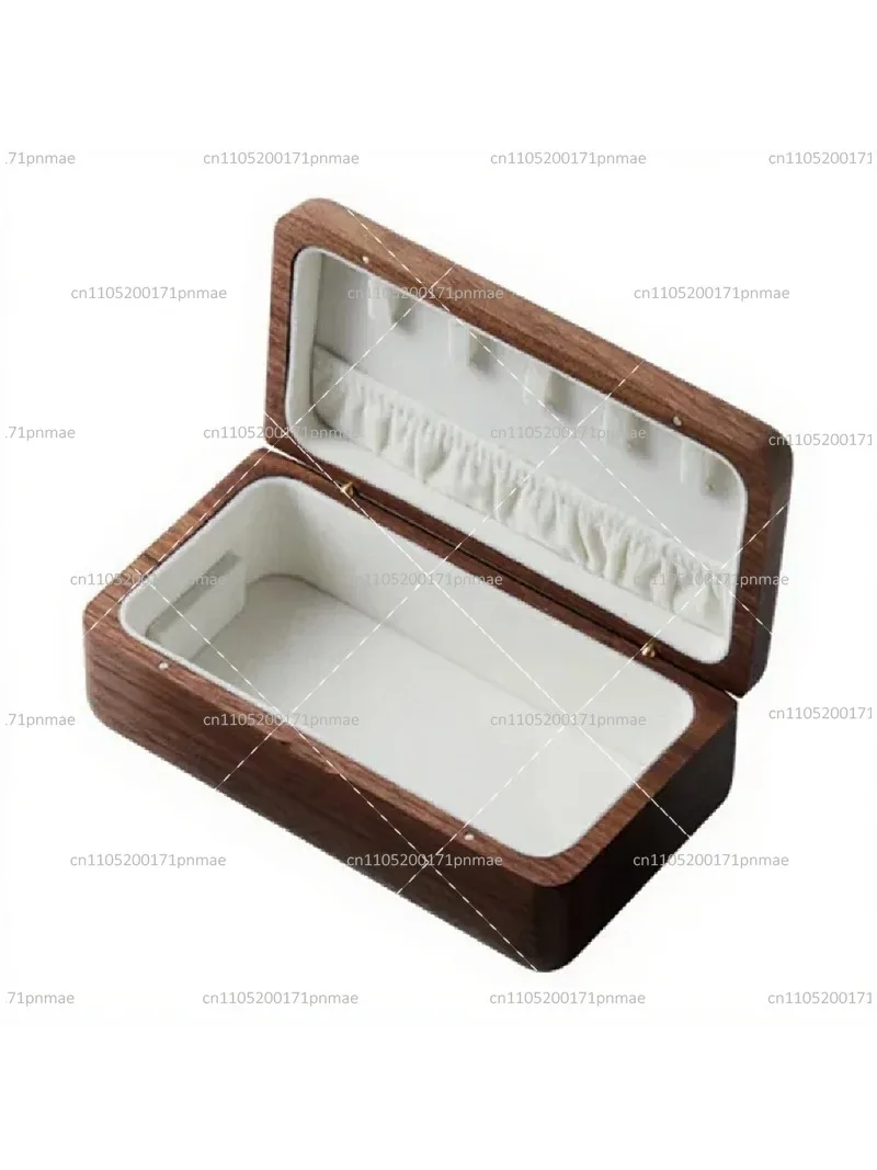 Wooden Double Layer Jewelry Box Necklace Bracelet Earring Storage Organizer Walnut Finish