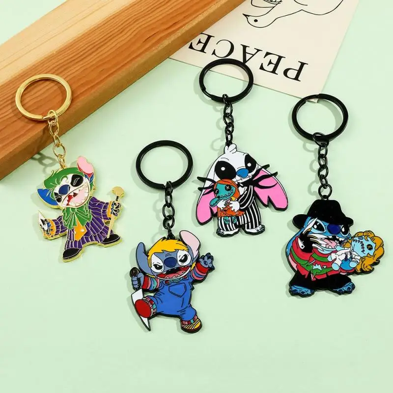 Disney ponto metal chaveiro dos desenhos animados criativo vestir-se ponto pingente mochila zíper decoração casal acessórios presentes da menina