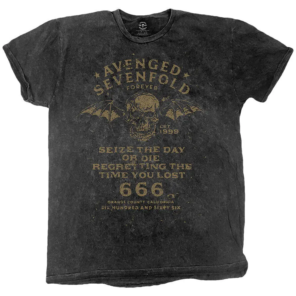 Men's Avenged Sevenfold Seize The Day Dip Dye Tie T shirt Small Black