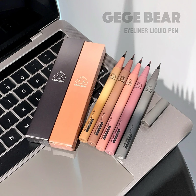 Gege Bear อายไลเนอร์ชนิดน้ํา แปรงเรียบ หัวแปรงละเอียดมาก ปากกาอายไลเนอร์สีสันสดใส