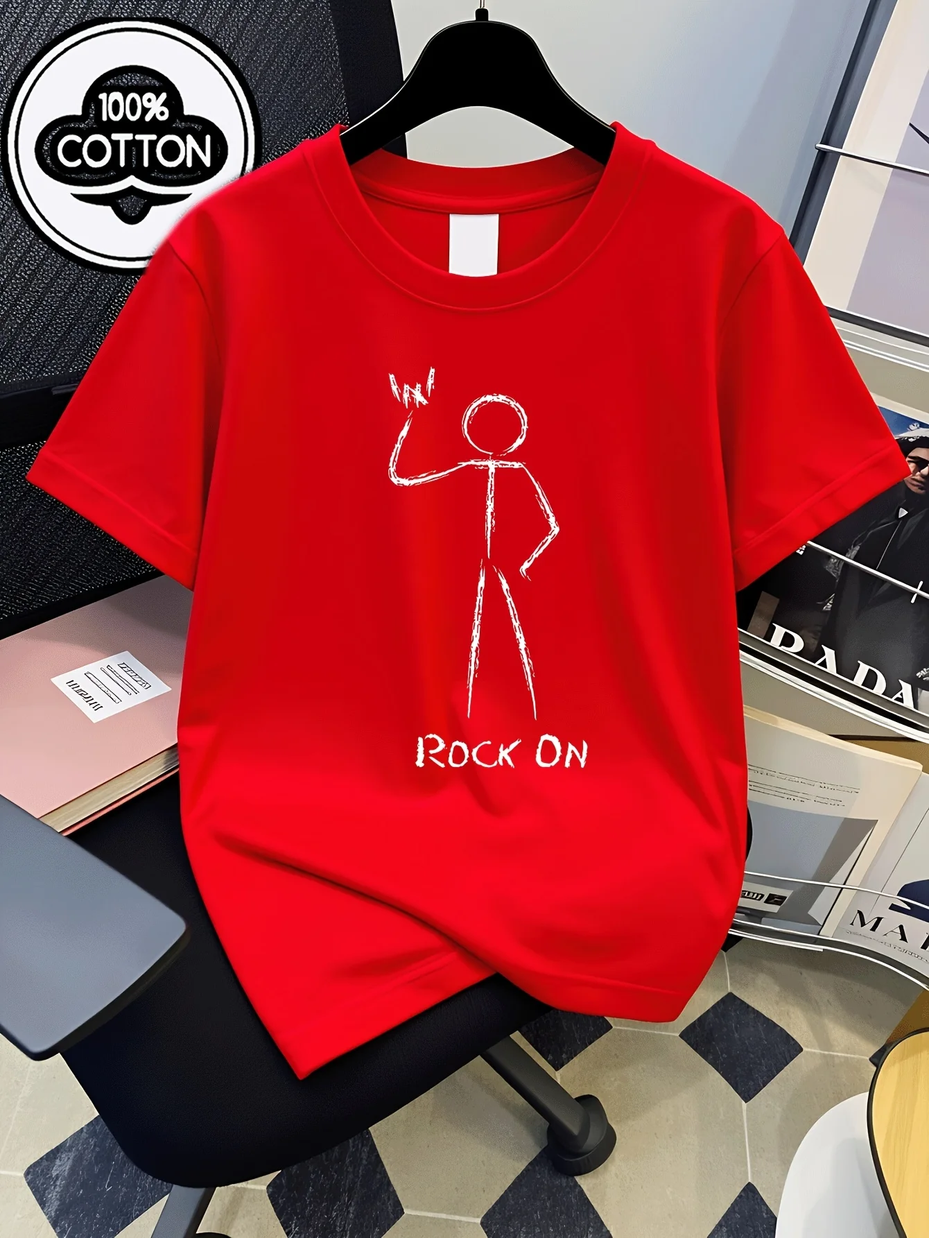 Casual T-shirt Rock Gesture Art Pattern Printing Fun Design Children's T-shirt Summer Daily Wear Parent Child Clothing
