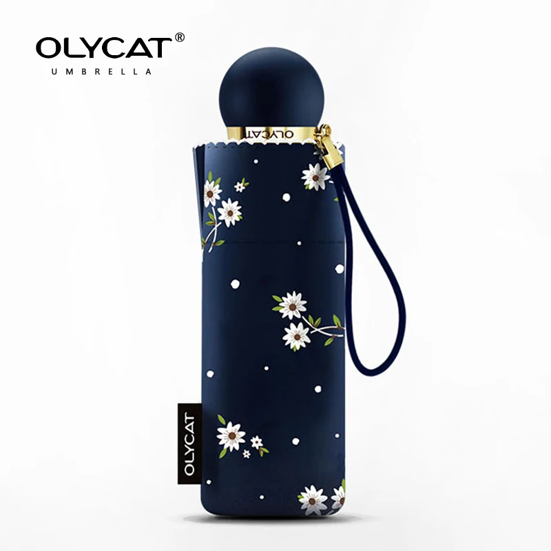 OLYCAT Mini Umbrella Woman Portable Pocket Sun Umbrella UV Protection Outdoor Travel Flora Folding Umbrella For Girls UPF50+