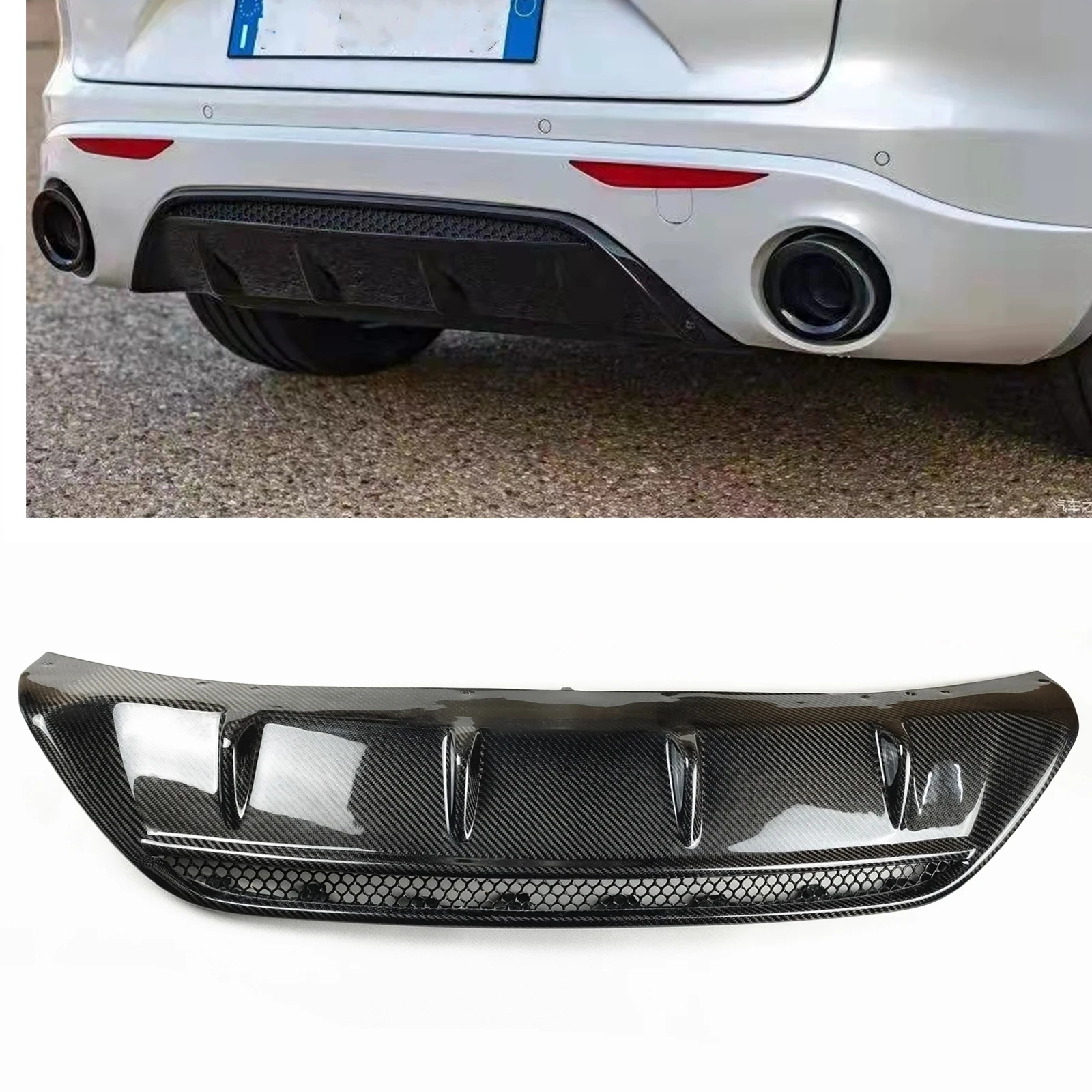 Rear Bumper Diffuser Lip For Alfa Romeo Stelvio 2017-2021 Car Boot Tow Cover Skid Plate Spoiler Board Splitter