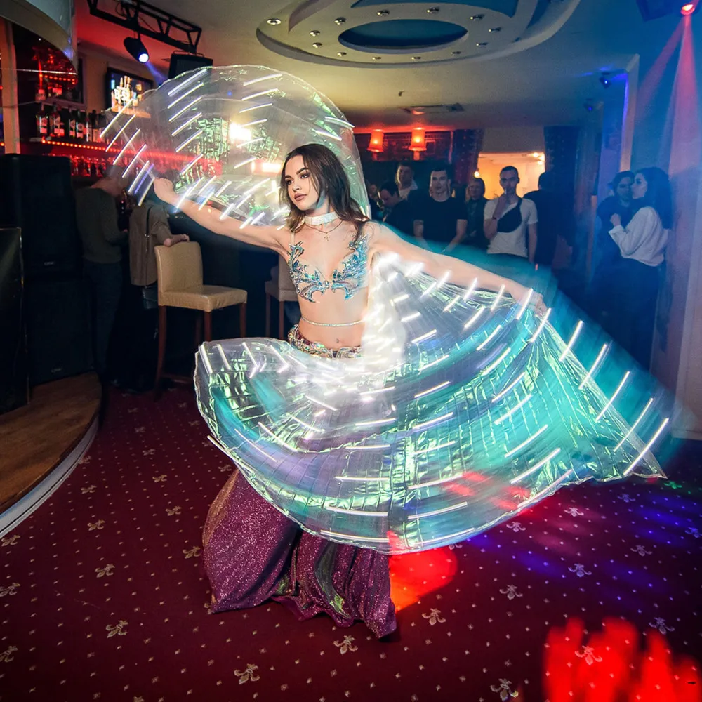 LED Wings Luminescent Color Cloak Adult Dancers Luminous Butterfly Wing Stage Performance Belly Dance Wings Party Night Show