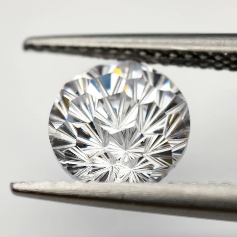 New White 5.0-12.0mm Round Pyrotechnic Cut Cubic Zirconia Stones Loose Gemstone for Jewelry Making