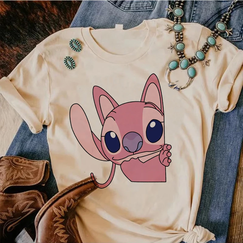 Gothic Sweet Shirt Disney Lilo Stitch Cartoon T Shirt Stitch Cute Manga T-shirt Y2k Graphic Tshirt Top Tee Clothes