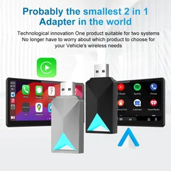 CarPlay Android Auto Wired To Wireless 2 in 1 USB Dongle Auto Intelligent Systems Wireless Adapter Smart Mini AI Box FLIXIVI