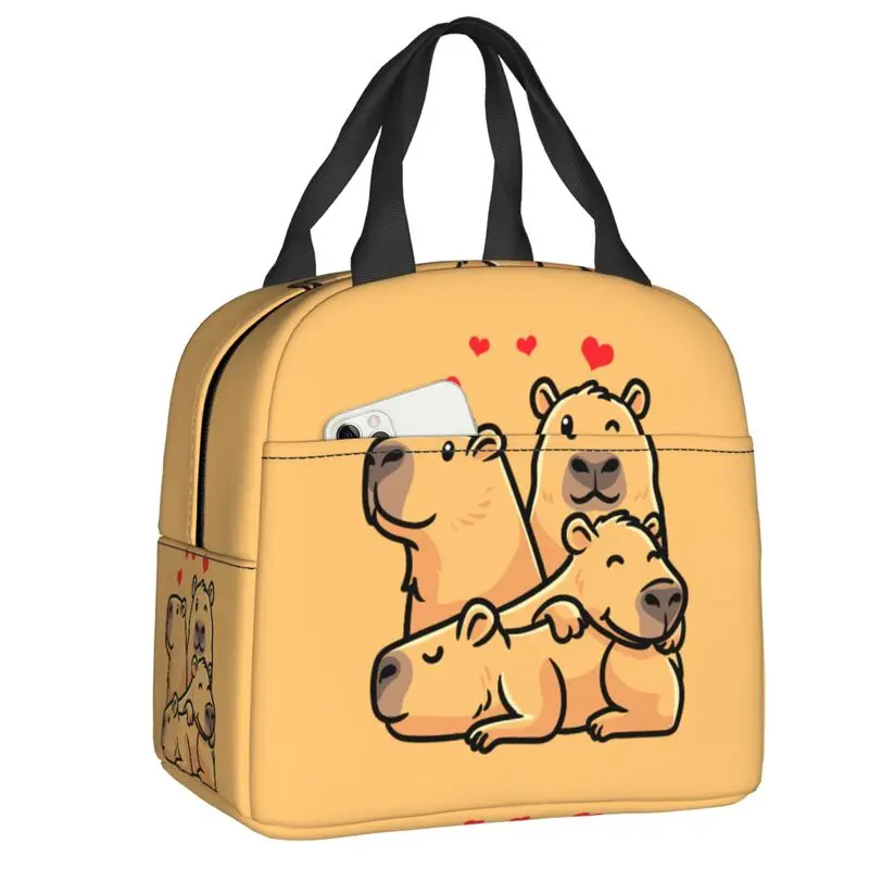 Custom Funny Capybara Lunch Bag Women Warm Cooler Insulated Lunch Container Box for Kids School Work Picnic Food Tote Bags