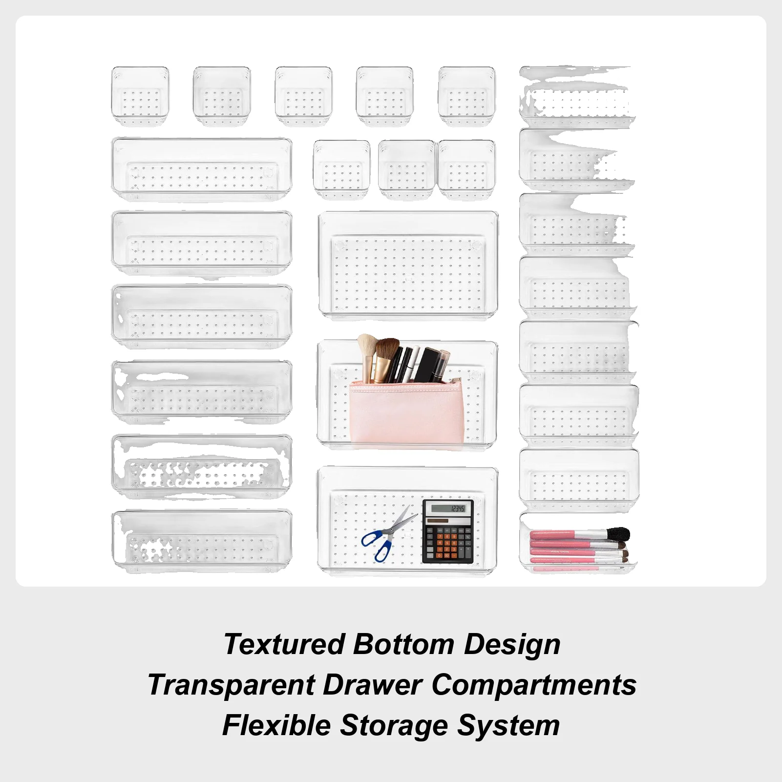 

Drawer Organizer Clear Drawer Storage Organizer Trays Set 25 Pieces Dividers Storage Bins 4 Sizes Holder Box For Kitchen