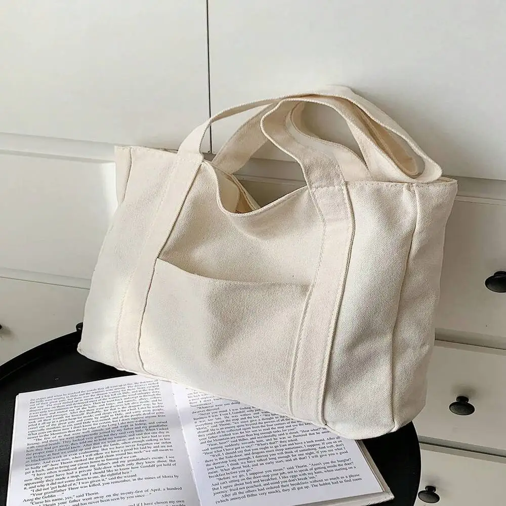 

1 шт. однотонная женская холщовая сумка-тоут - весенне-летняя стильная повседневная сумка на плечо большой вместимости для повседневной жизни