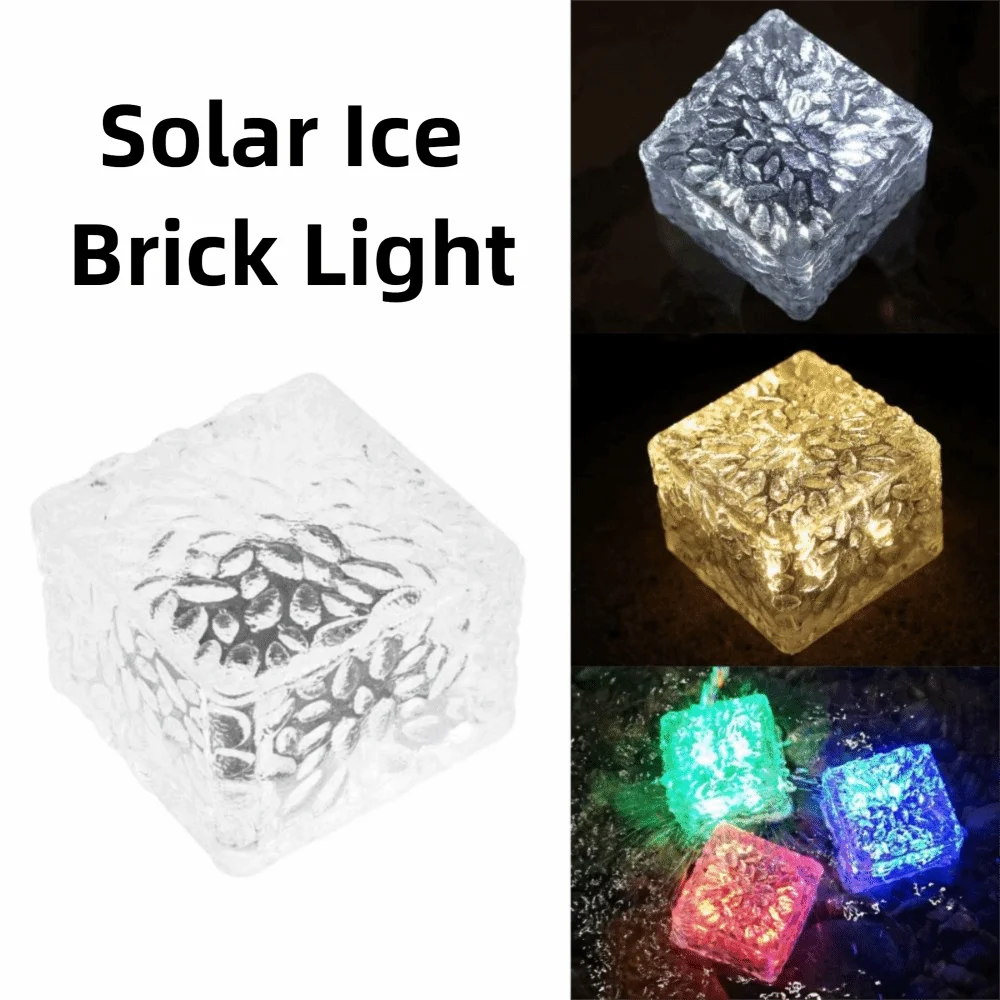 Solar Powered Solar Ice Brick Lights Rainproof Waterproof Outdoor Ice Rock Cube Lights Automatic Long-last Lighting