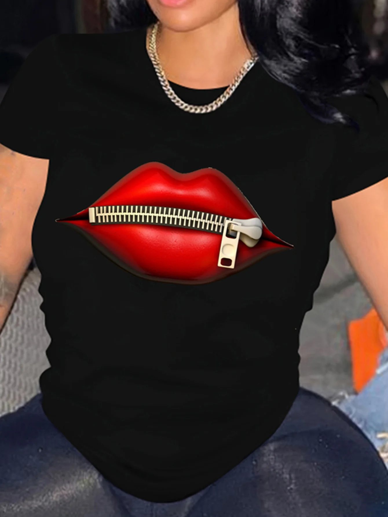 

Women's PLUS-size Printed Short-sleeved T-shirt, Loose and Casual, Soft, Comfortable and Breathable, Outdoor Sports