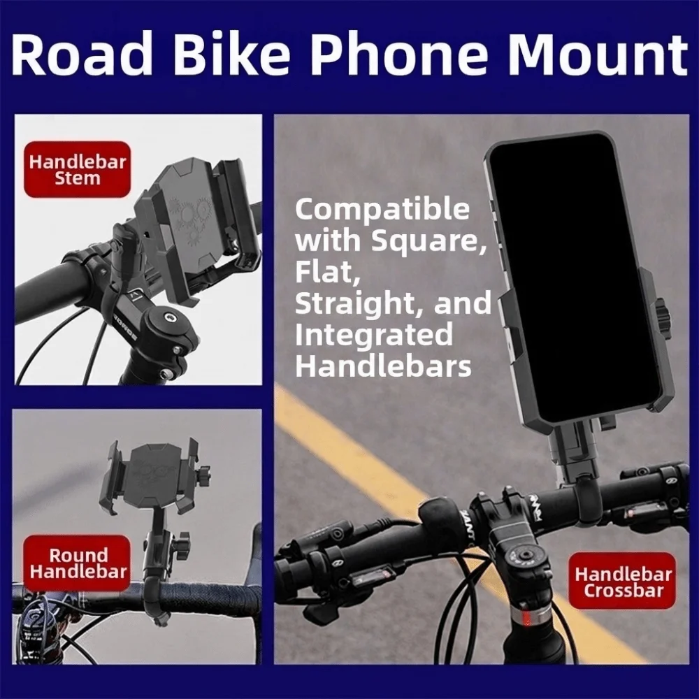 360 Degree Rotation Bicycle Phone Mount Multi-Angle Adjustment Secure Clamp Design Handlebar Cell Phone Clamp Handlebar Mounting