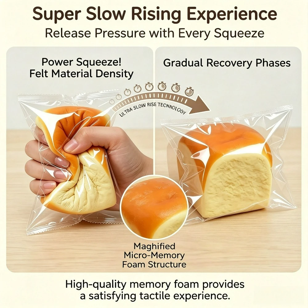 Hefeng CL Squeeze Bread Toy, Slow Rising Soft Butter Bread, Realistic Bread Scented Squishy Toy, Large Hawaiian Roll, Stretchy F