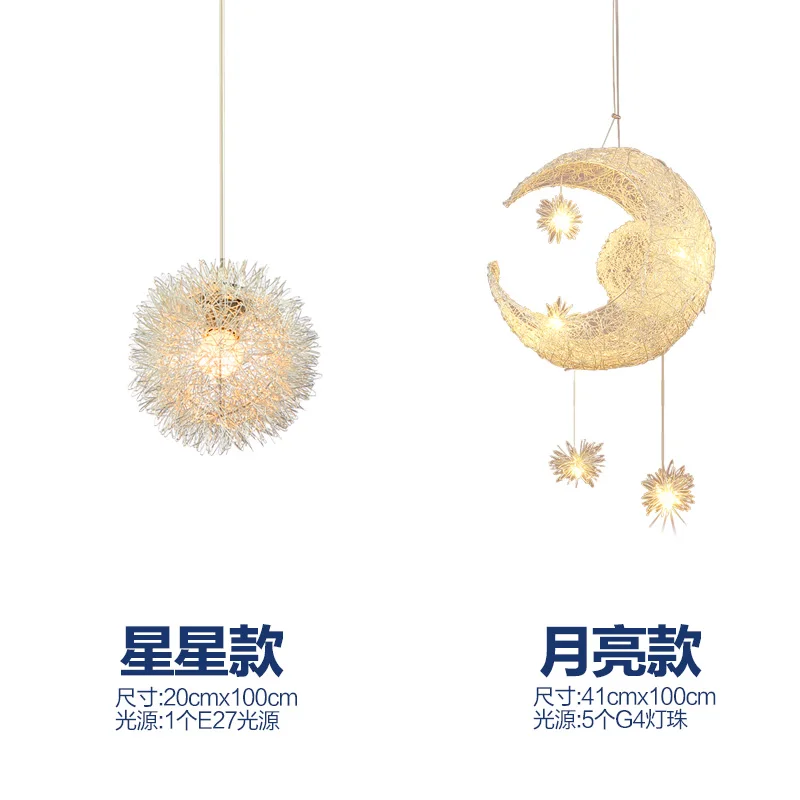 

Stars and moon chandeliers, warm children's room lamps, simple and creative personality, dining room bar, balcony bedroom lighti