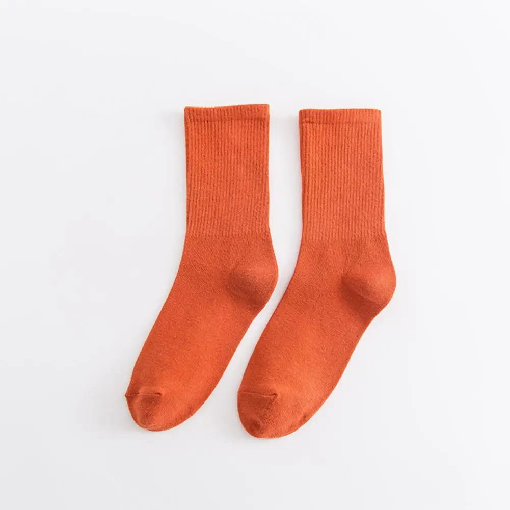 

Solid Color Socks Japanese Style Women's Mid-tube Sports Socks with High Elasticity Anti-slip Features Soft Warm Sweat-absorbent