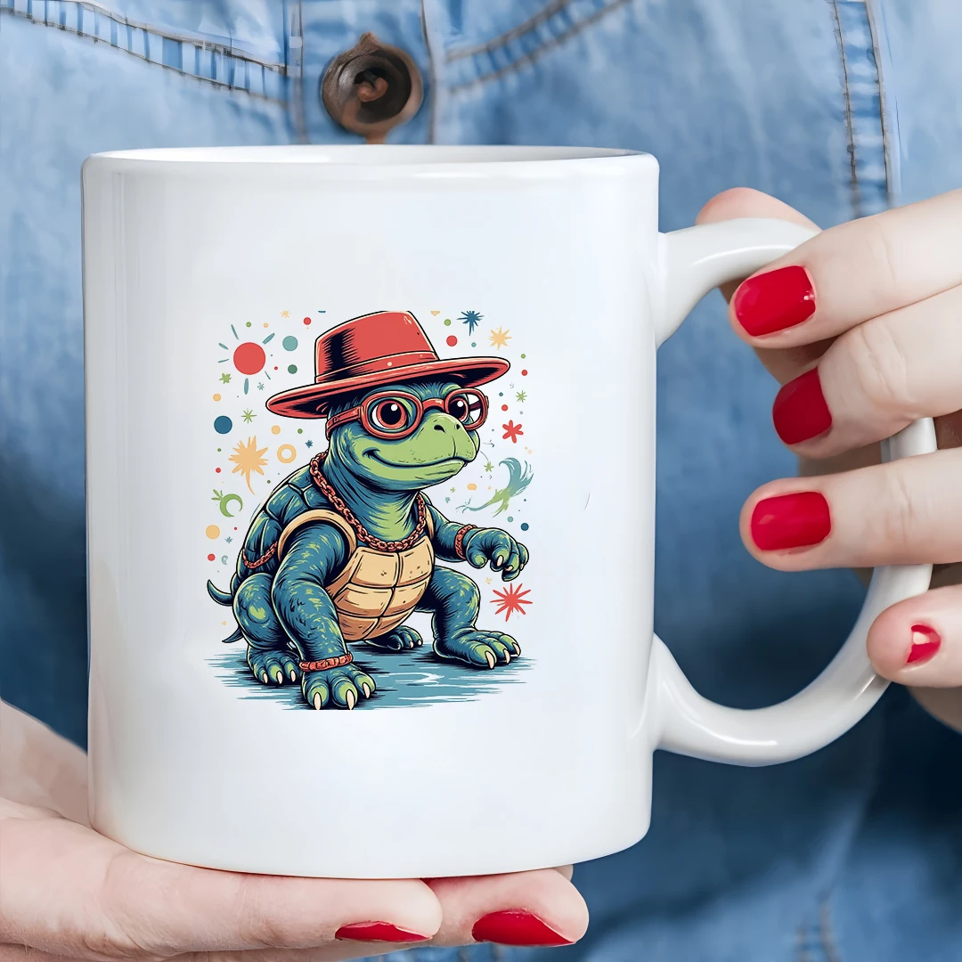 

11oz cartoon turtle mug + stylish Christmas mug + kids' cold & hot beverage cup - Christmas gift for family & office