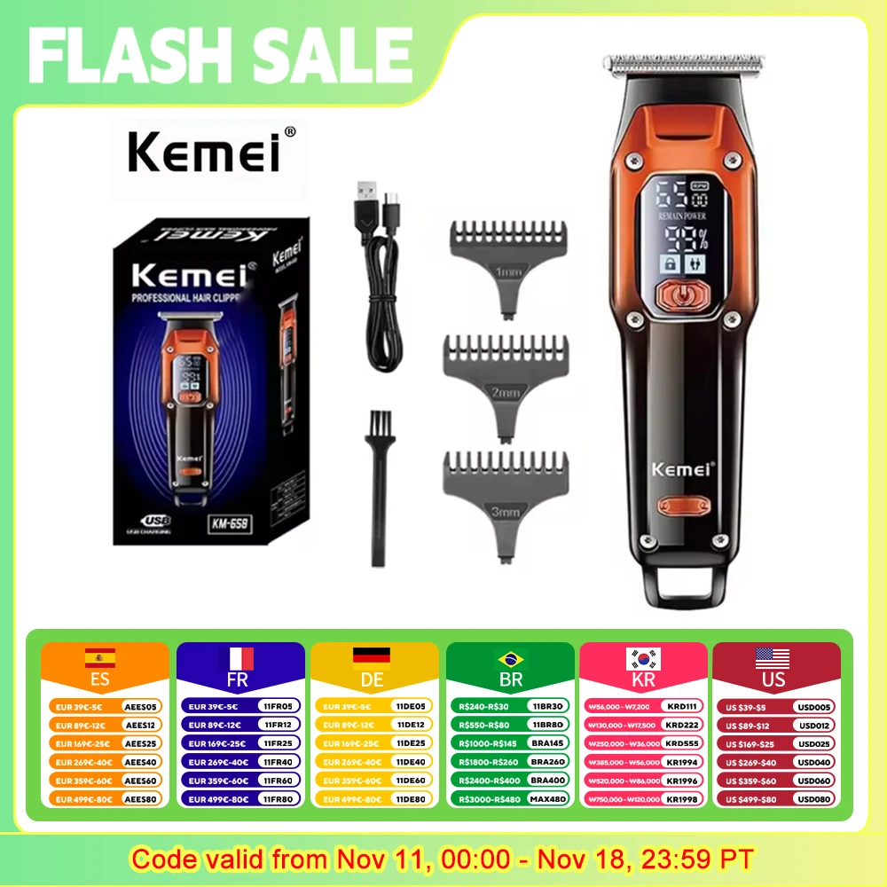 

Kemei Hair Trimmer Hair Clipper KM-658 Professional Barber Trimmer Electric Shaver Hair Cutting Machine Trimmer Men Haircut