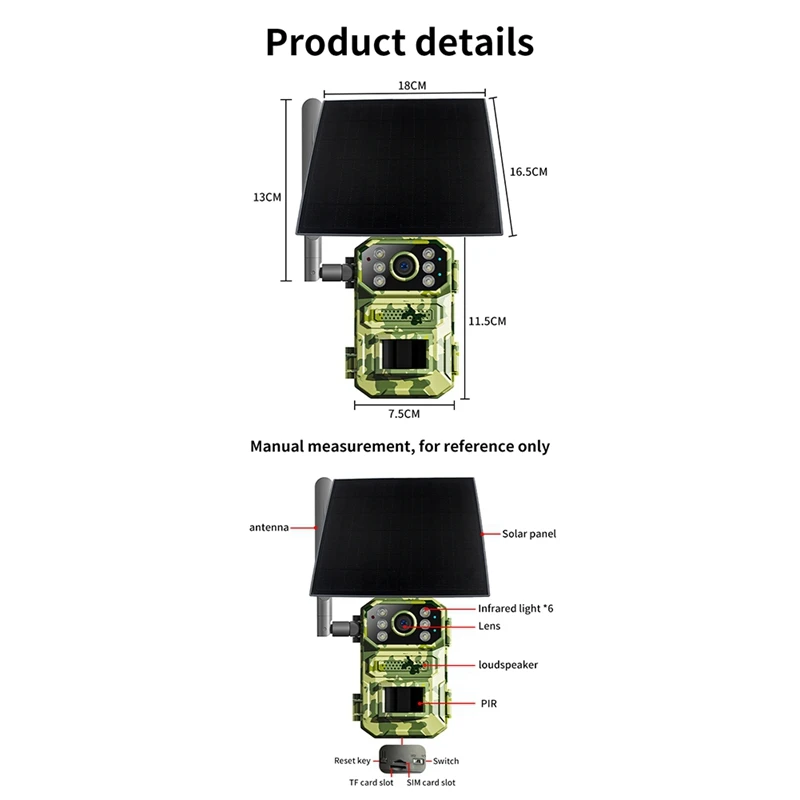Solar Hunting Trail Camera 1080P 940Nm Infrared Night Vision Motion Activated Trigger Security Cam Easy Install