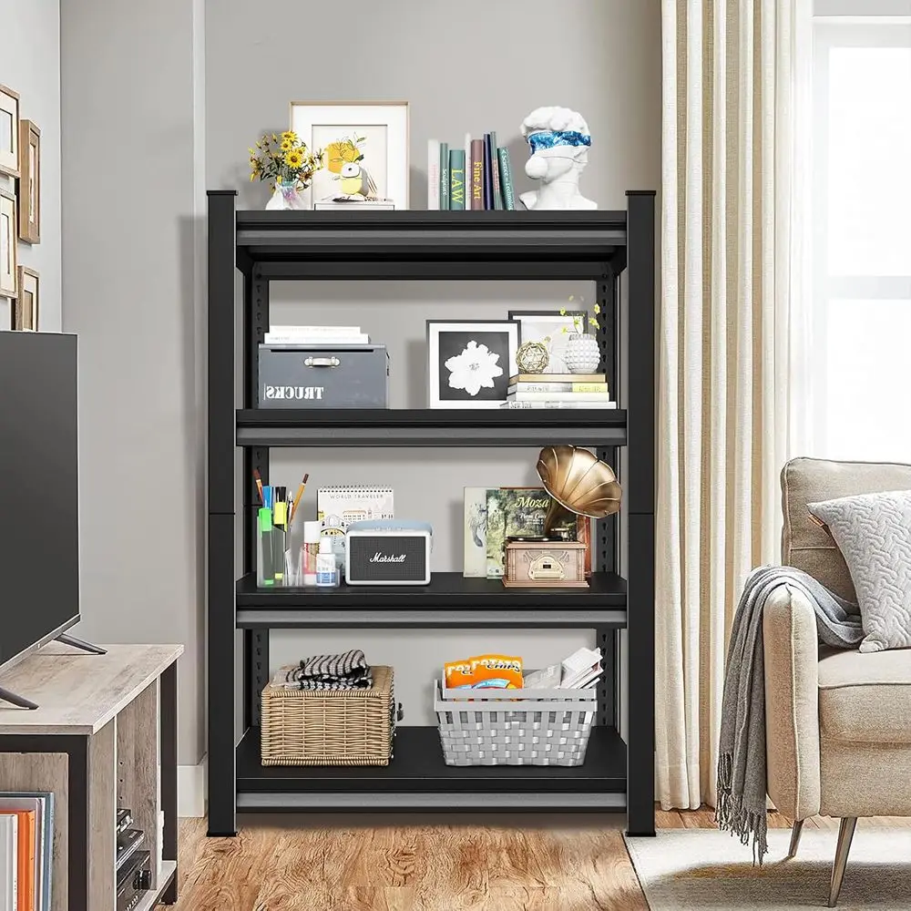 Estantería de acero de 36 niveles de grado industrial, estante de almacenamiento ajustable de 4 niveles, capacidad de 1400 libras, negro