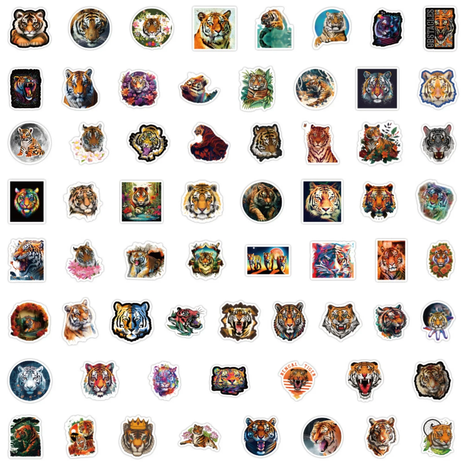 10/30/60pcs Aesthetic Cartoon Tiger Stickers Graffiti Animal for DIY Phone Laptop Guitar Suitcase Skateboard Motorcycle Helmet