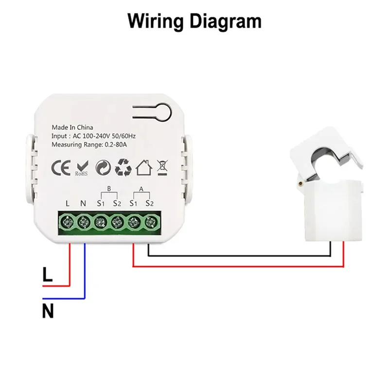 A72Z 2X Tuya Smart Life Zigbee contatore di energia bidirezionale a 2 canali con morsetto CT App Monitor energia solare, 80A, 110V 240VAC