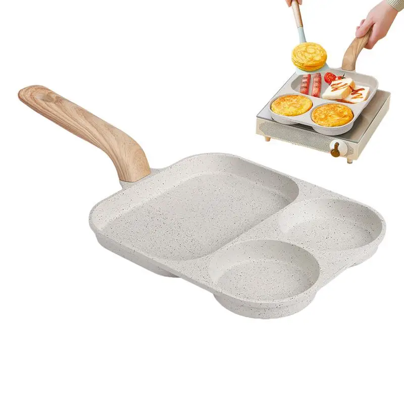 

Breakfast Grill Pan 3 Section Grill Skillet Pan Non-Stick Grill Skillet Egg Skillet Omelet Pan Frying Pan Divided Cooking Pan